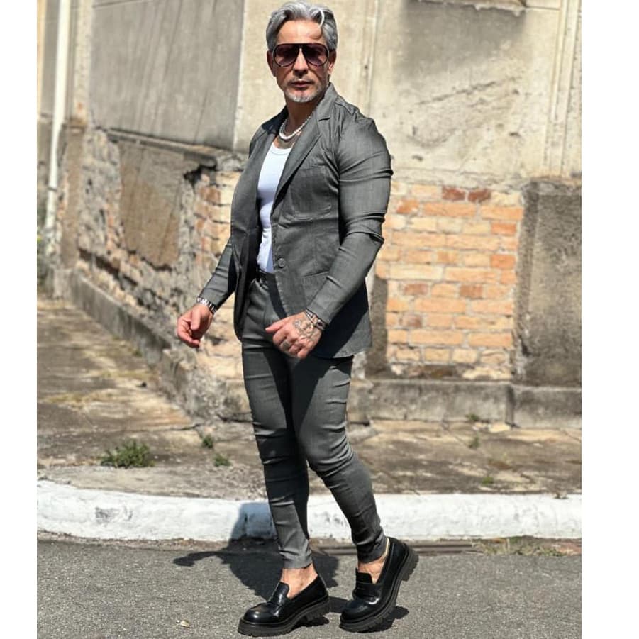 Conjunto Blazer E Calça Alfaiataria Masculino Bengaline Elastano Slim Esporte Fino Escritorio Casamento Batisado Premium