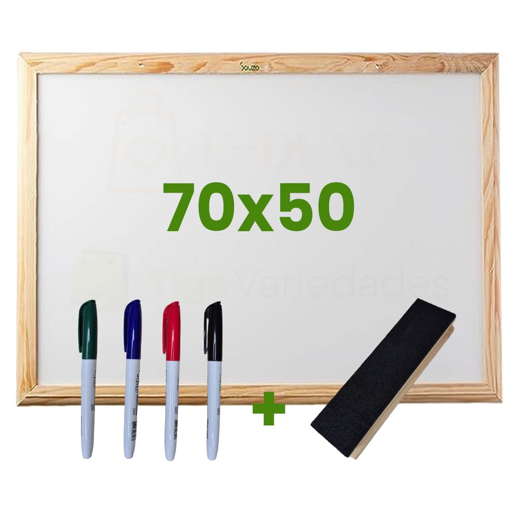 Lousa Escolar Quadro Branco Moldura em Madeira 70x50