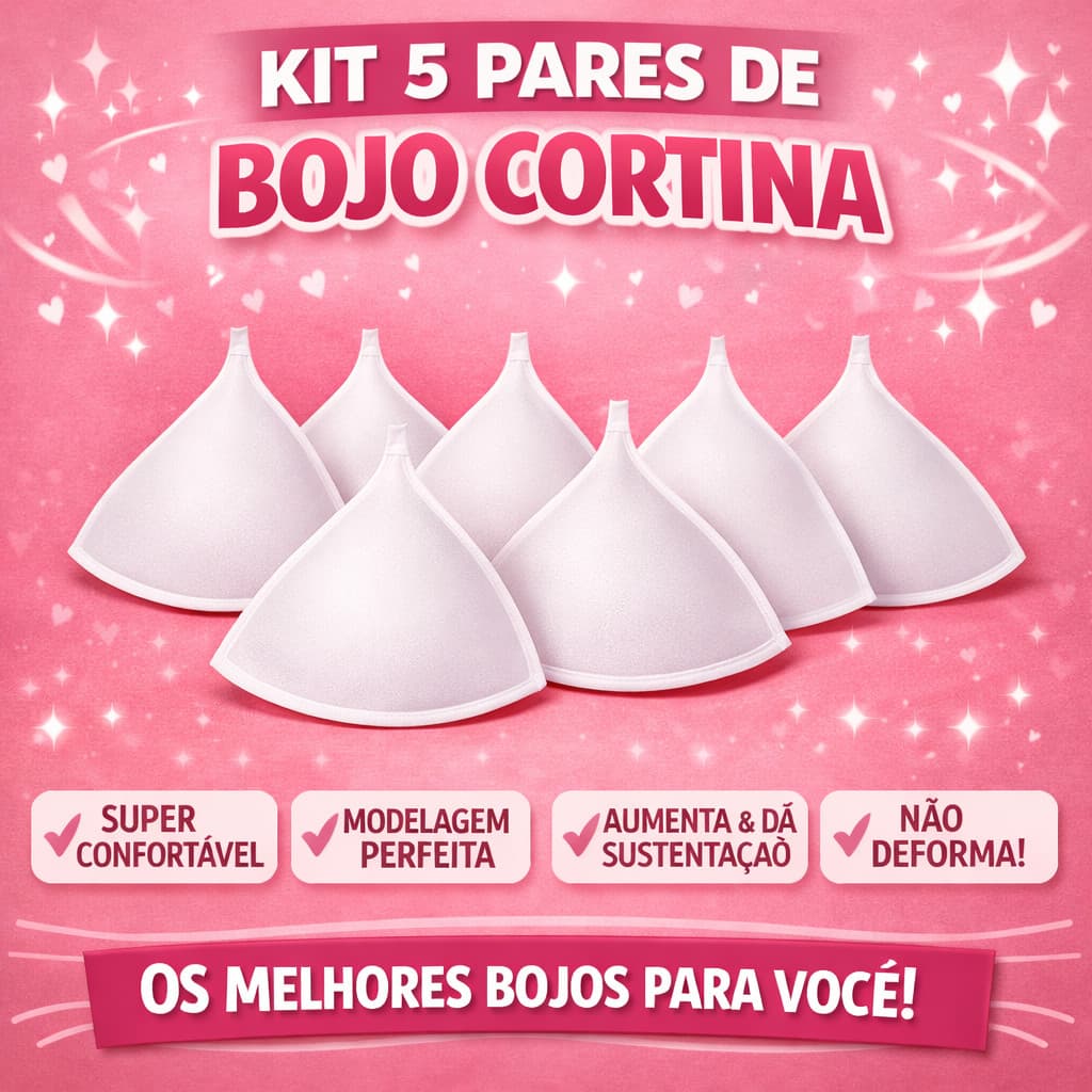 Kit 5 Pares Bojo Cortina Cortinão 7mm Espuma Soft Confecção Sutiã, Biquíni e Roupas Conforto Premium