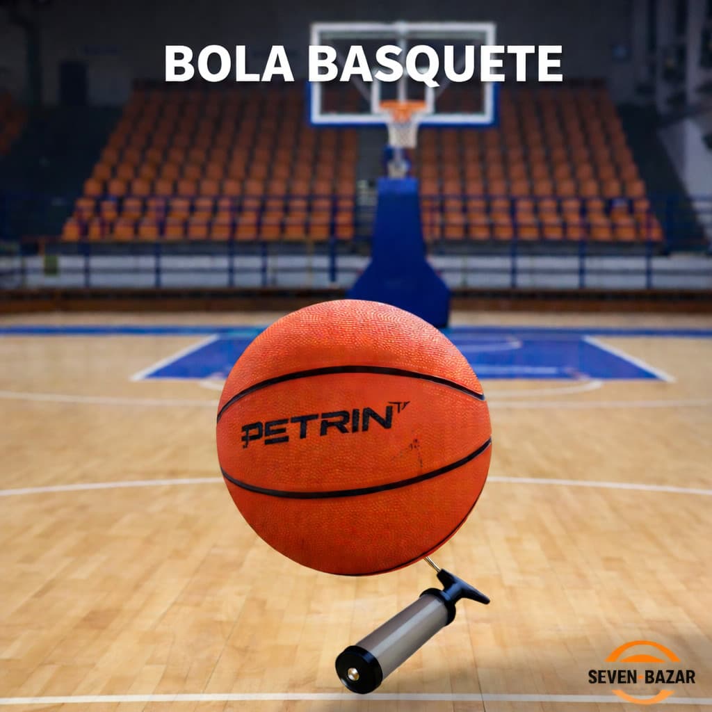 BOLA DE BASQUETE PROFISSIONAL TAMANHO OFICIAL N° 7 BASQUETEBOL+KIT COM BOMBA