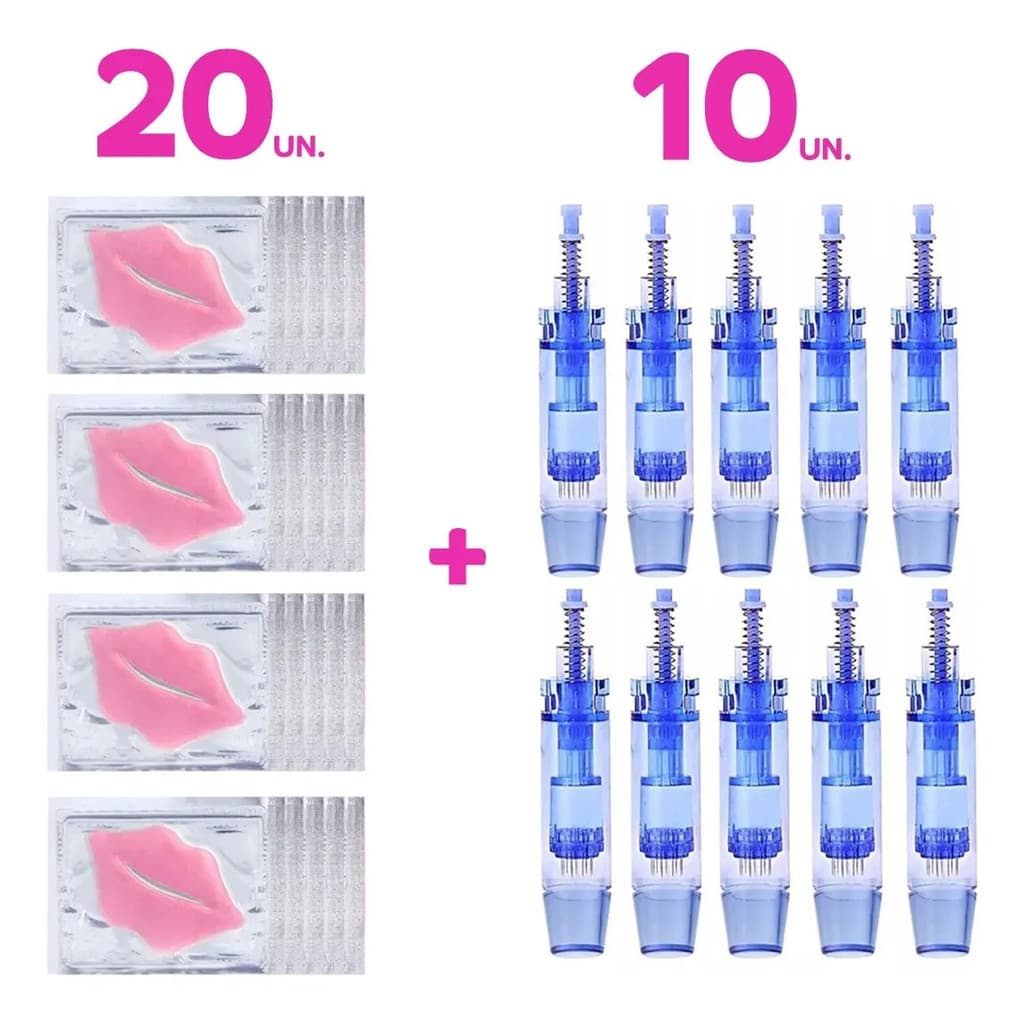 Hidra Gloss Kit 10 Cartuchos Dermapen E Kit 20 Mascara Labial