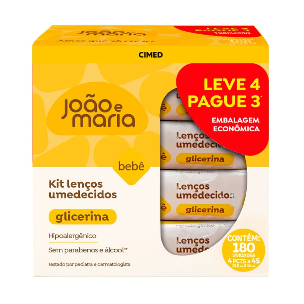 Lenço Umedecido Com Fragrância João e Maria Leve 45 Unidades Cada - Leve 4 Pague 3