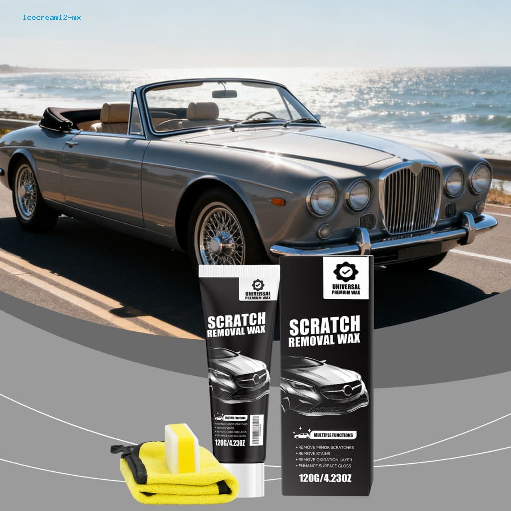 Car Paint Scratch Repair Cream Kit with Towel Sponge – Easy Apply Remover Quick Fix for Stains Oxidation Protection Su