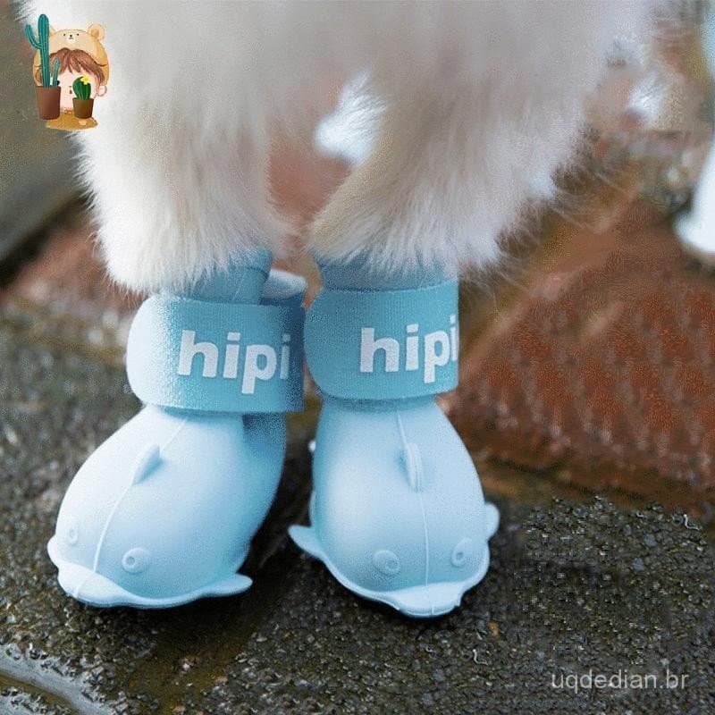 Botas De Chuva Para Cães , 4 Peças , Sapatos Cachorrinhos Com Sola Antiderrapante