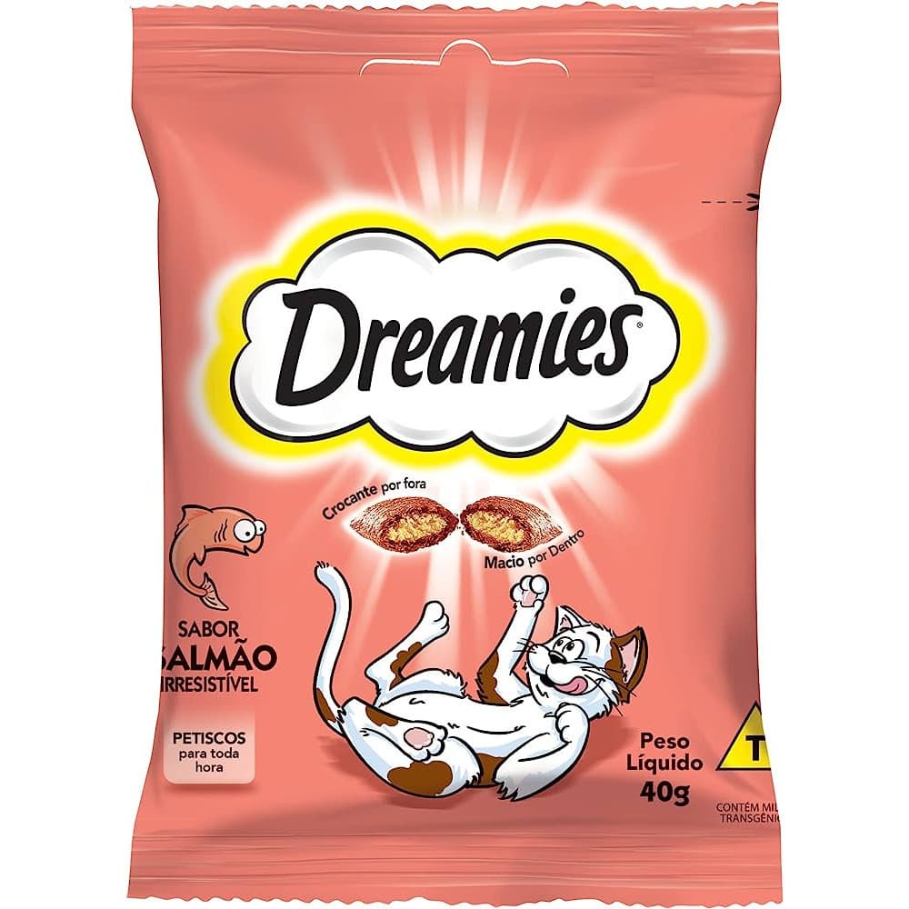 Petiscos Dreamies Para Gato Carne Frango Salmão 40g