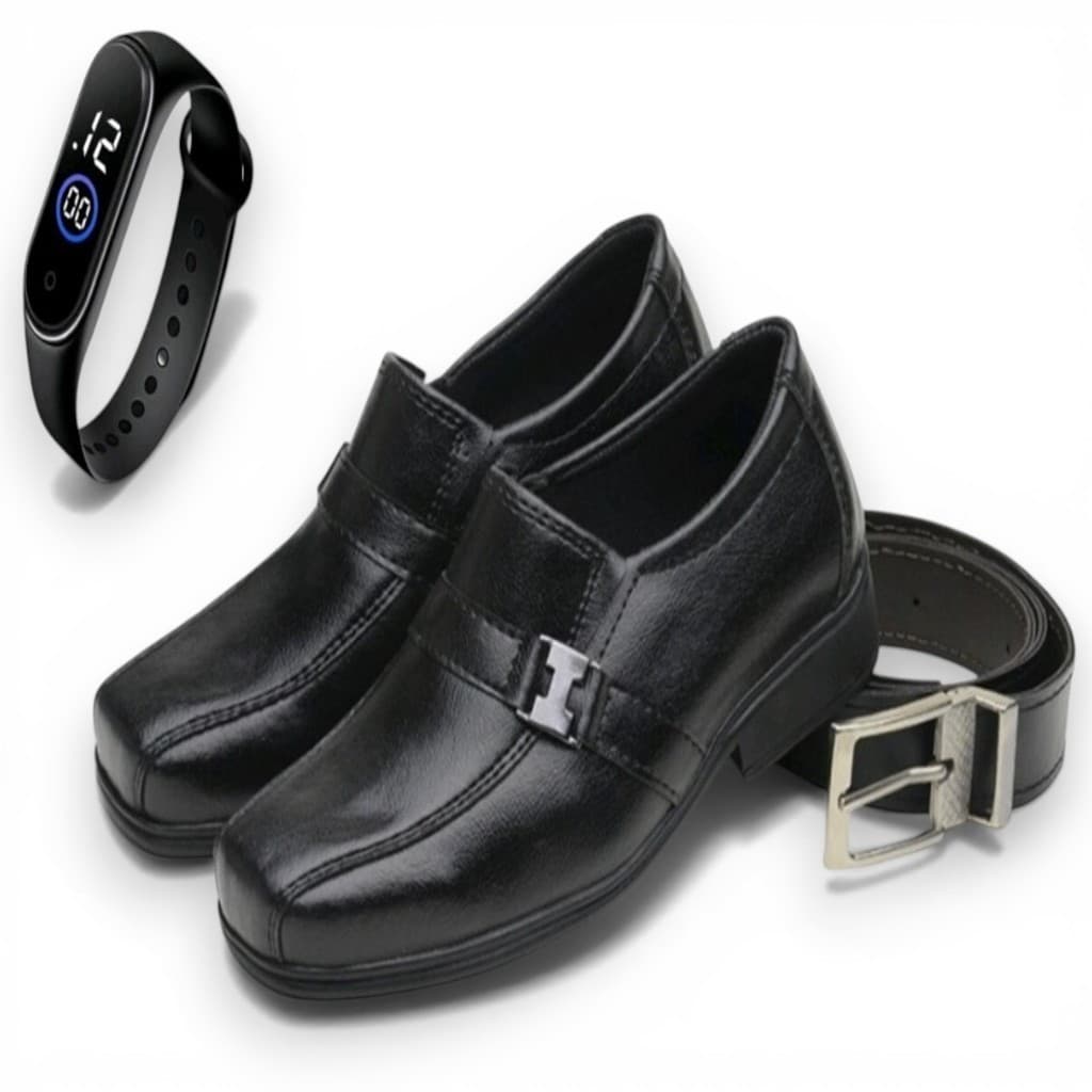 Sapato Infantil Social Masculino + Cinto + Relógio Digital Conforto e Estilo Completo