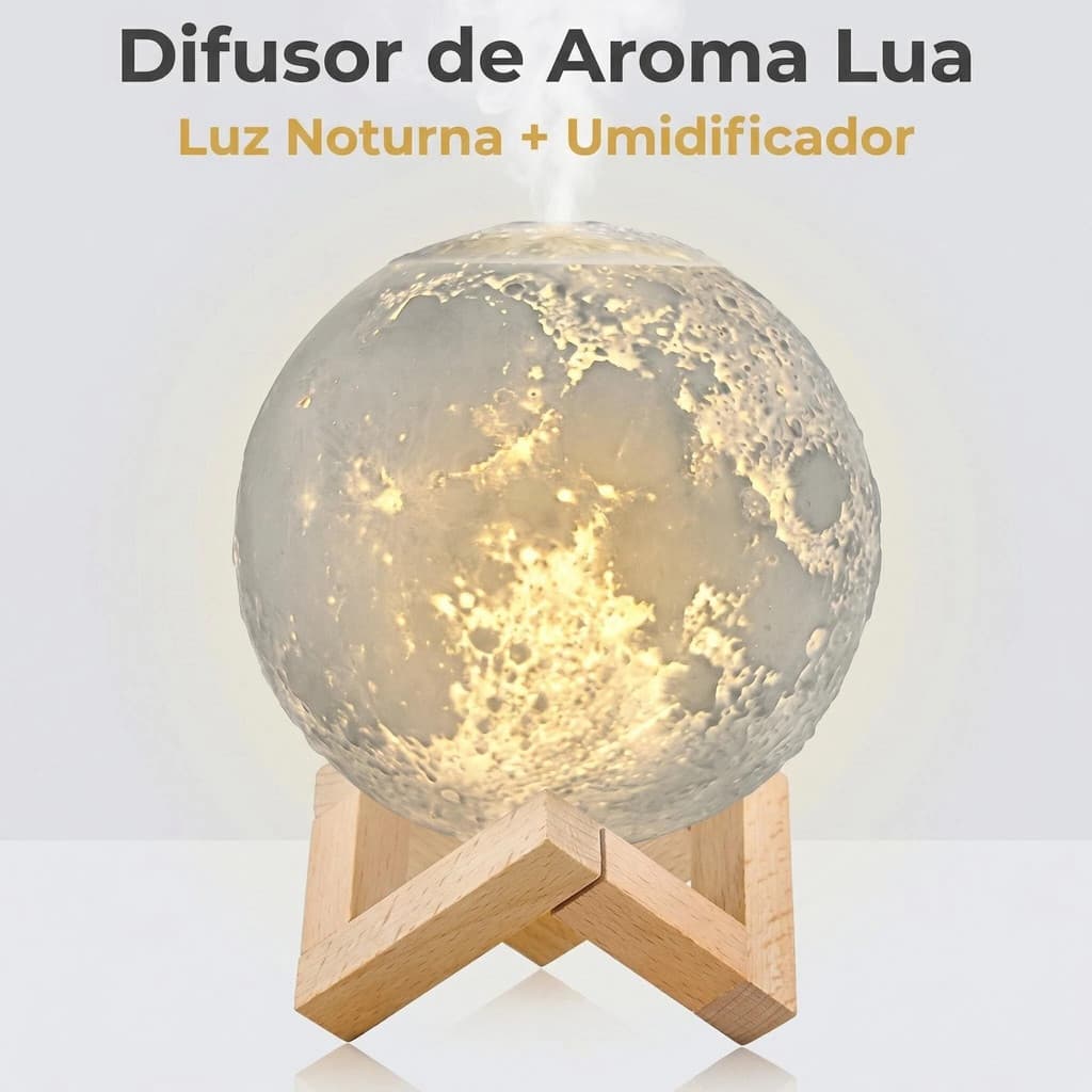 Umidificador E Aromatizador Luminaria Abajur E Lua Cheia 3d 110v/220v