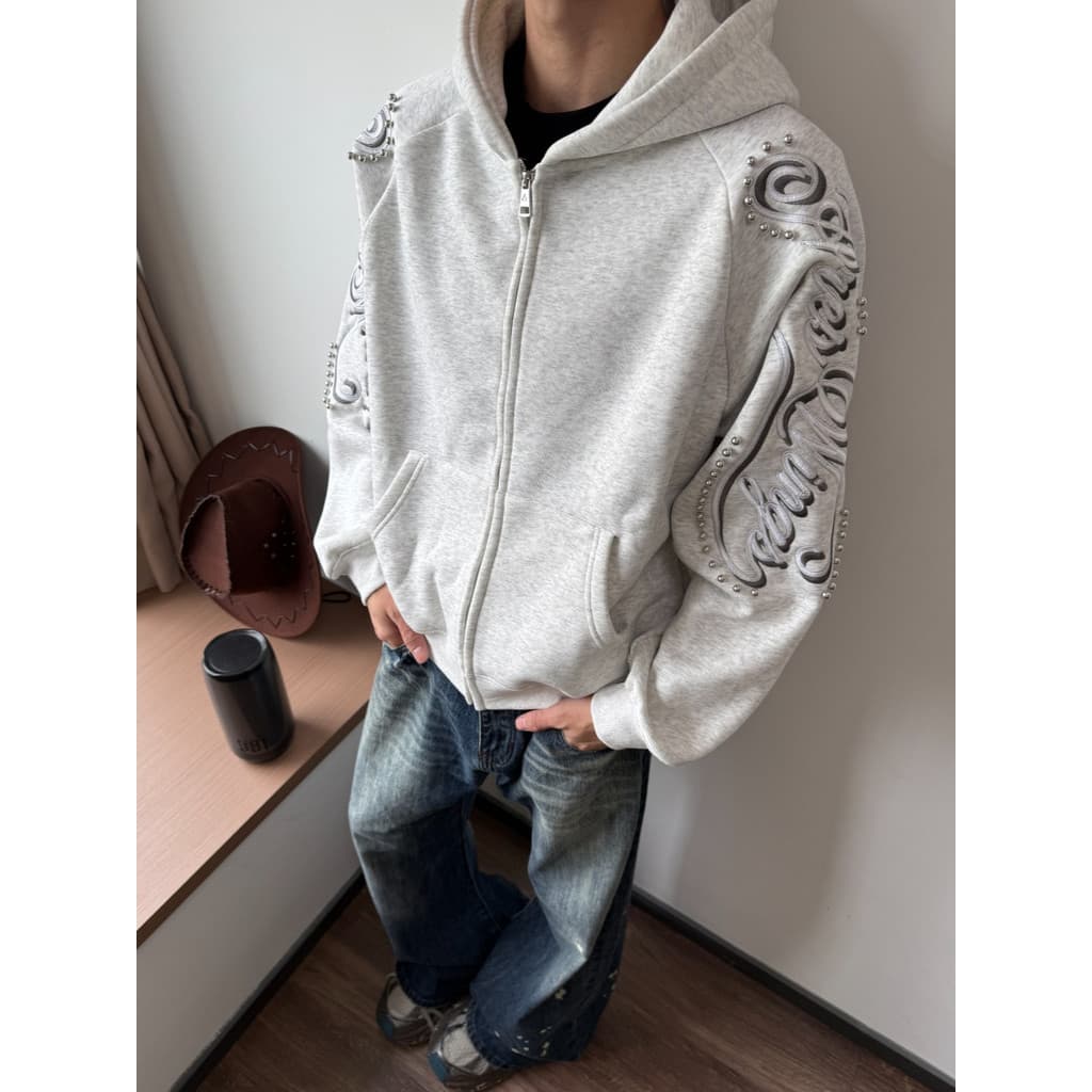 Cardigan com capuz bordado com miçangas, estilo retrô americano, resistente, para homens e mulheres, novo casaco quente 