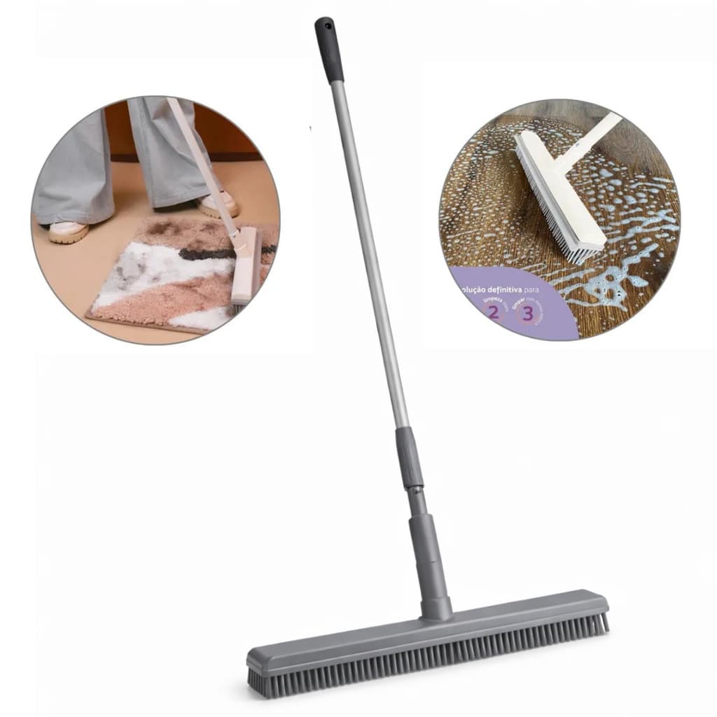 Vassoura 2 em 1 Rodo Multiuso Emborrachada Varre e Seca
