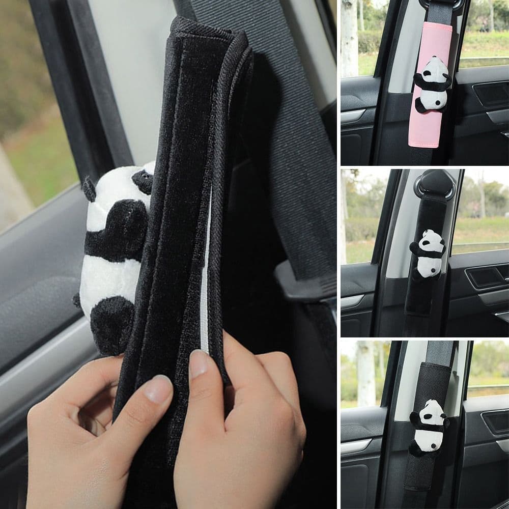 2 Pçs Bonito Dos Desenhos Animados Brinquedo Panda Capa De Cinto De Segurança Do Carro Almofada Auto Alça De Ombro Prote