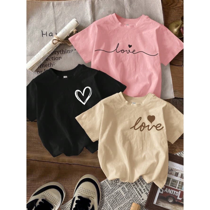 Kit 3 Camiseta Infantil Menina T-shirt Feminina Algodão Basica Moda Blogueirinha Blusas Estampadas