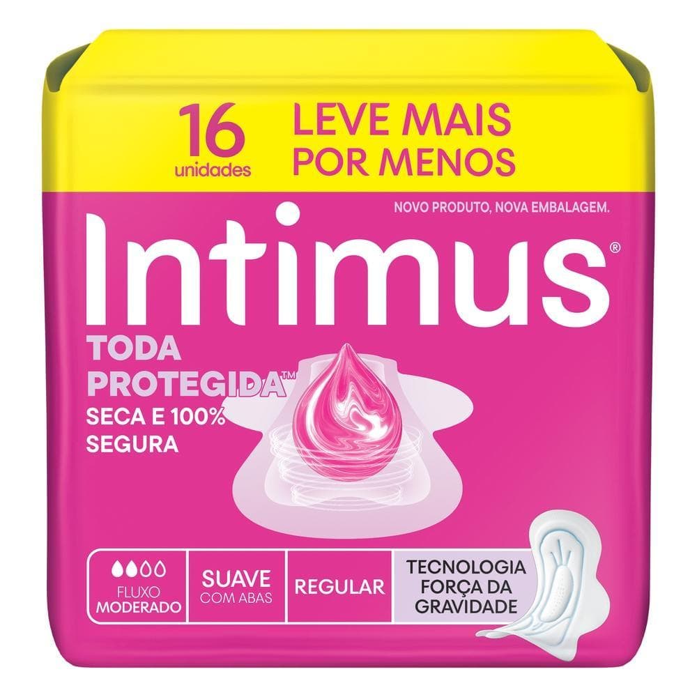 ABSORVENTE INTIMUS TRIPLA PROTEÇÃO SUAVE COM ABAS 16 UNIDADES