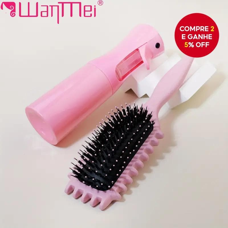 WANMEI Conjunto De Escova De Estilo De Cabelo , 2 Peças , Ondulação De Cerdas , Frasco De Spray Adequado Para Todos Os T