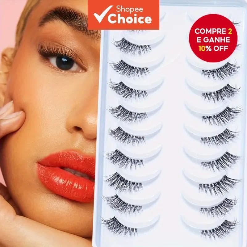 10 Pares De Meio Cílios Olho De Gato-Maquiagem Natural Para Datas E Festas