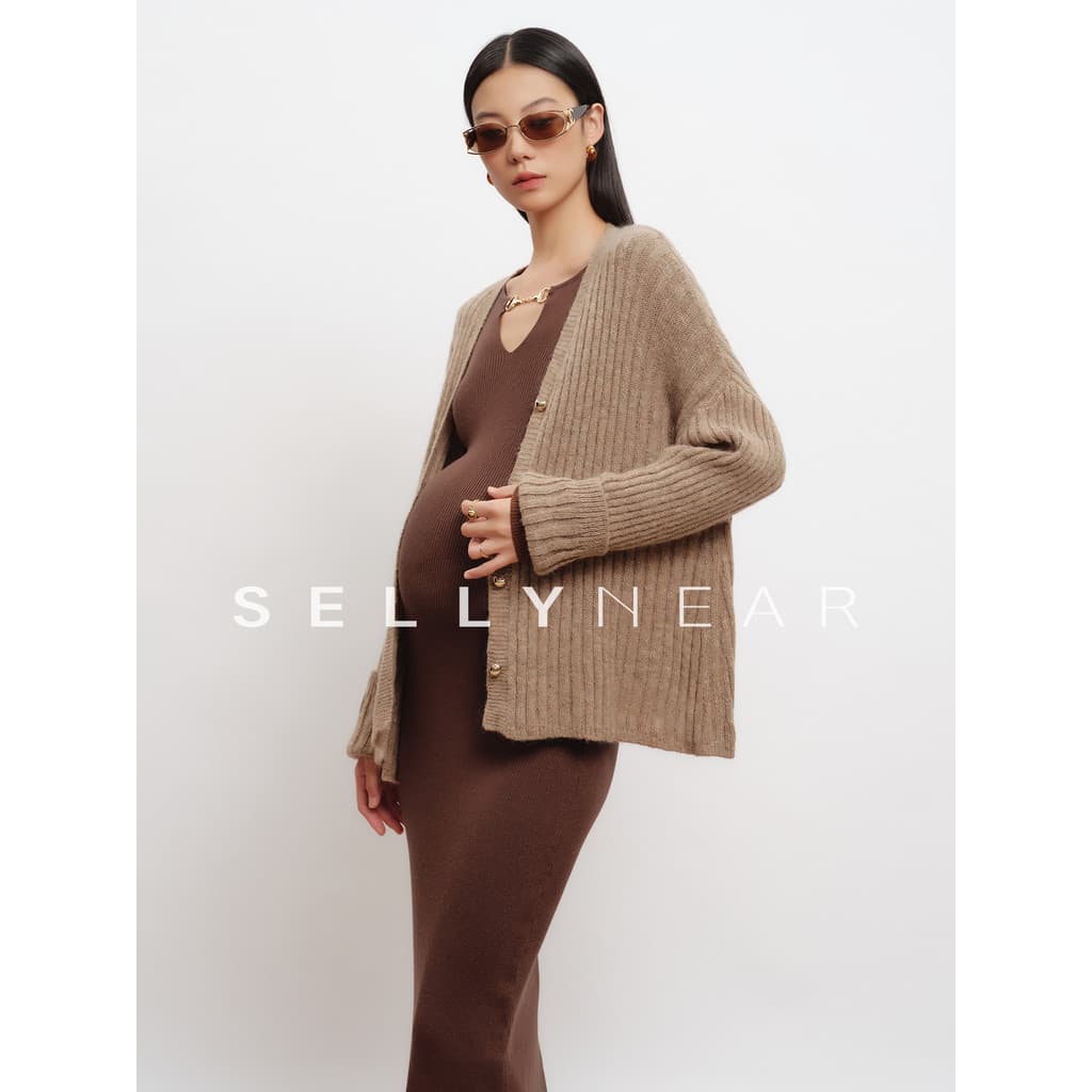SELLYNEAR Cardigan para maternidade primavera outono novo estilo moda solta balanço Mohair solto jaqueta superior para m