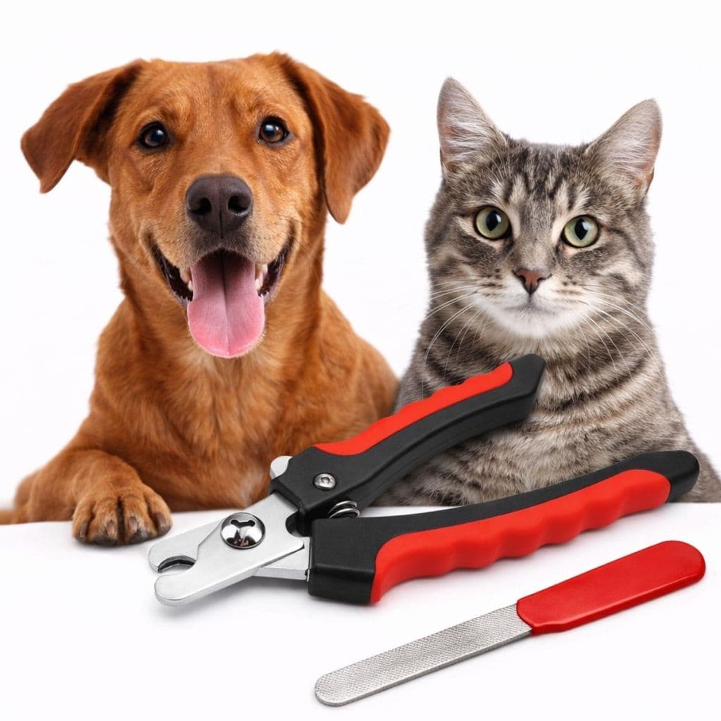 Kit Alicate e Lixa Cortador de Unha Pet p/ Cachorro Gato Higiene Patinhas Médio