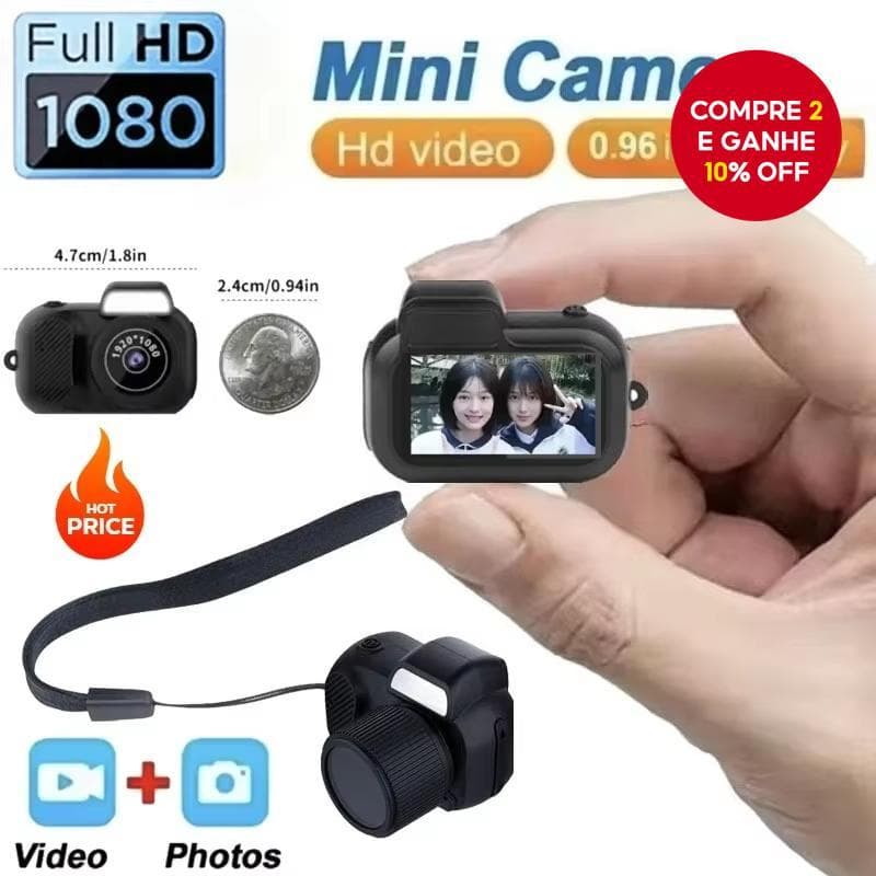  Câmera HD 1080p com Tela LCD, Lanterna, Portátil, Compacta, Chaveiro, Câmera Digital para Uso Interno, Externo, Casa e