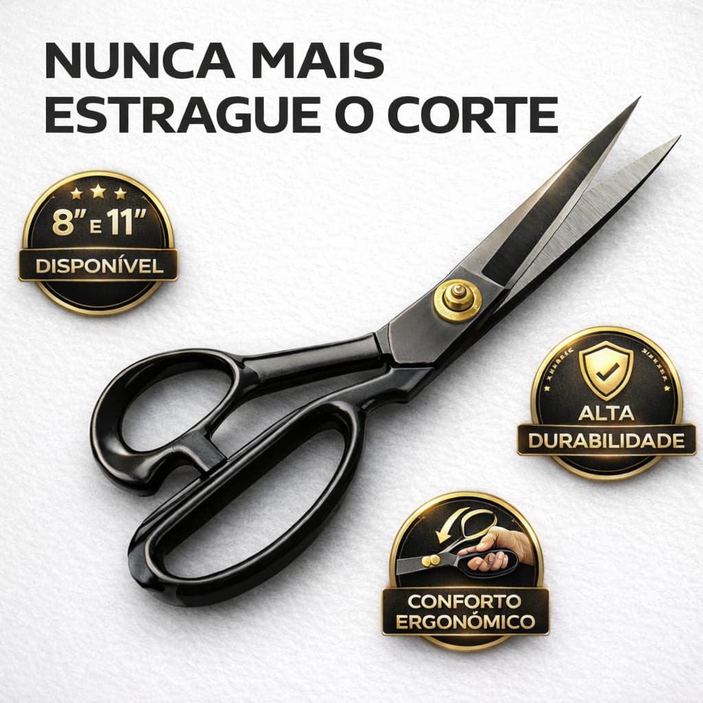Tesoura Profissional Costura Titanium Corte Preciso Tecidos Leves Pesados