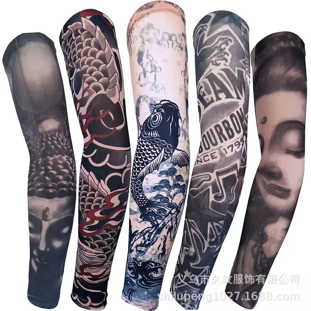 Par de Mangas Tattoo Tatuagem Falsa Manguito Tatuagem Sleeve