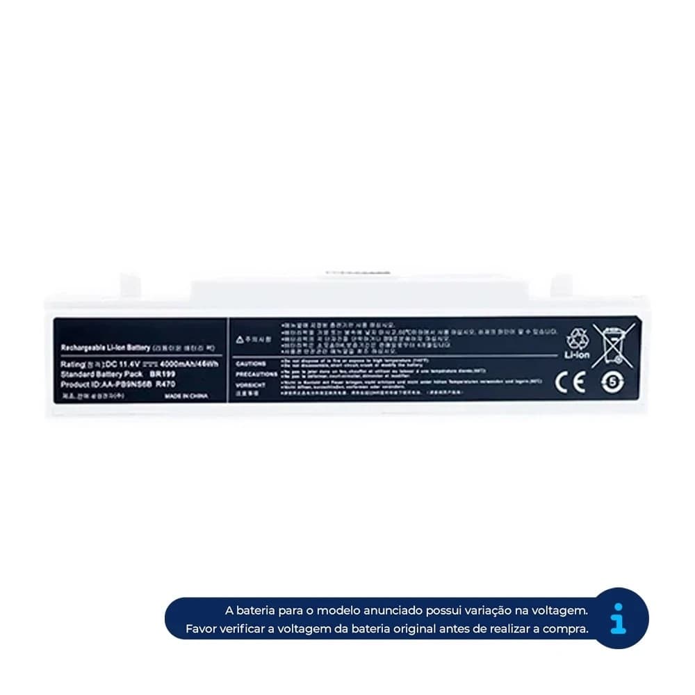 Bateria para Notebook Samsung NP370E4K 4000 mAh Branco