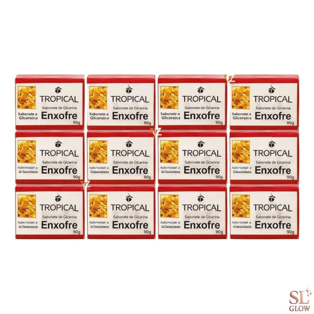 Kit 12 Sabonete Enxofre Tropical 90g Cuidado Facial para Oleosidade e Espinhas