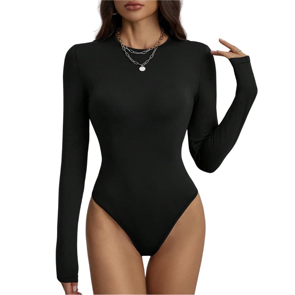 Body Feminino Segunda Pele Suplex Liso Manga Longa Frio Collant