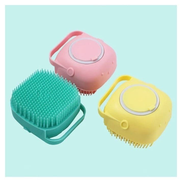 Esponja De Silicone Para Banho Com Dispenser Shampoo / Sabonete Escova Crianças, Adultos e Pets