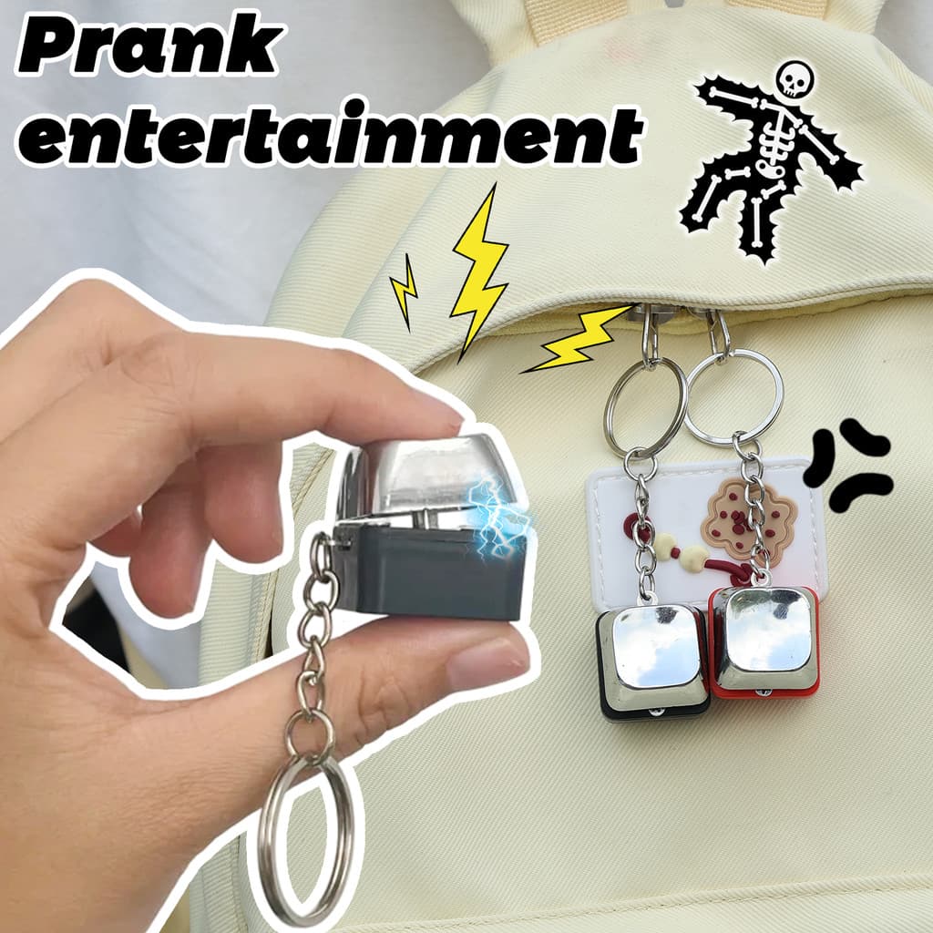 Botão De Chaveiro De Pegadinha De Choque Elétrico De 2 Unidades Com Sensação Suave De Sizzle , Pingente De Plástico Port