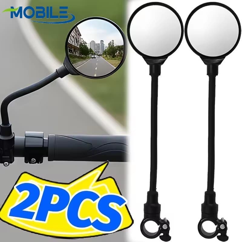 Espelho De Vidro HD Durável-Retrovisor De Guiador Ajustável Reflexivo De Bicicleta De 1/2 Unidade-Flexível , Multiuso-Ac