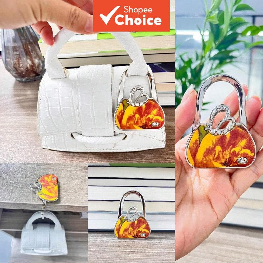  Gancho de Bolsa de Metal Dobrável Design de Cisne Fiery Sky, Suporte de Pendurar para Mesa para Mochilas e Bolsas em