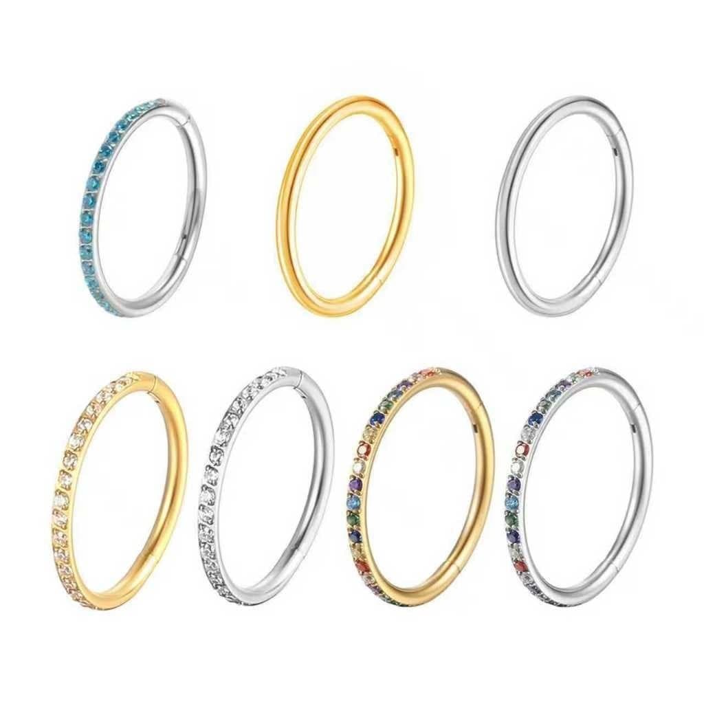 Piercing Argola Clik Titânio  Cirúrgico Zircônia Cravejada | Septril, Rook, Conch, Nariz Piercing Daith Orelha