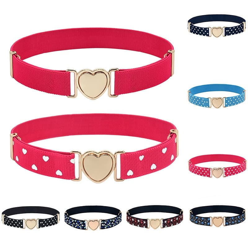 Cinto Elástico Infantil Ponto Onda Listrado Cintura Formato De Coração Fivela Estrela Padrão Ajustável Esticada 1PC Faça