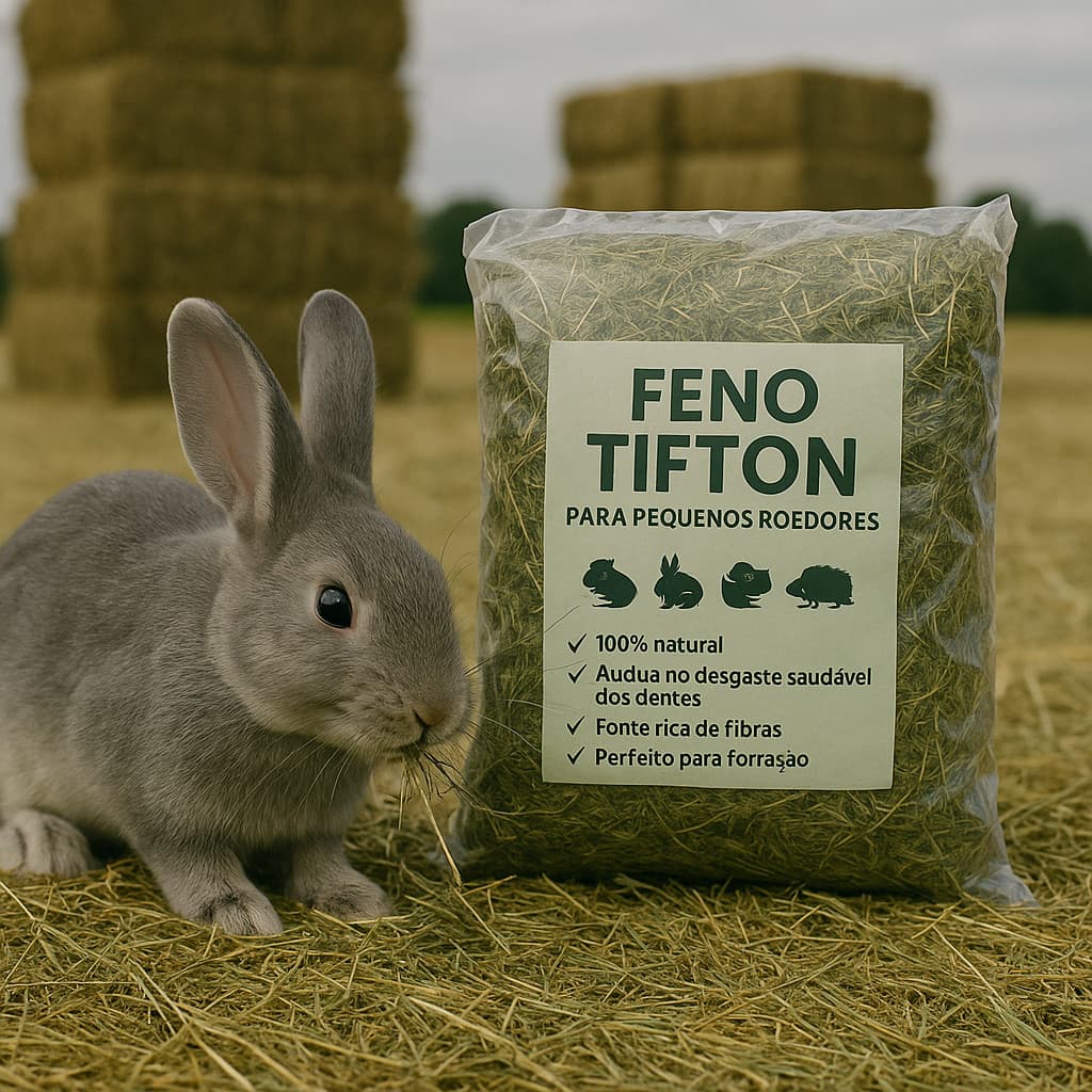 2kg Feno Tifiton Super Premium Coelhos Porquinho da Índia Hamsters Gerbil entre outros Roedores