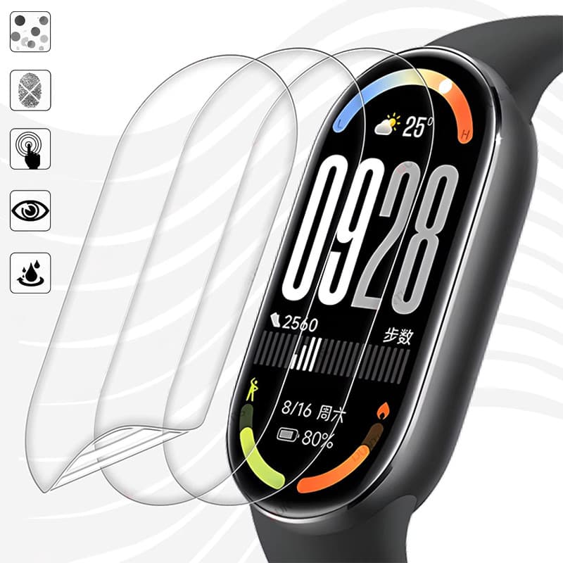Película Hidrogel TPU Bom /3D Com Vidro Para Xiaomi Mi Band 10 9 8 7/ Miband 10 9 8 NFC Acessórios De Protetor Pantalla