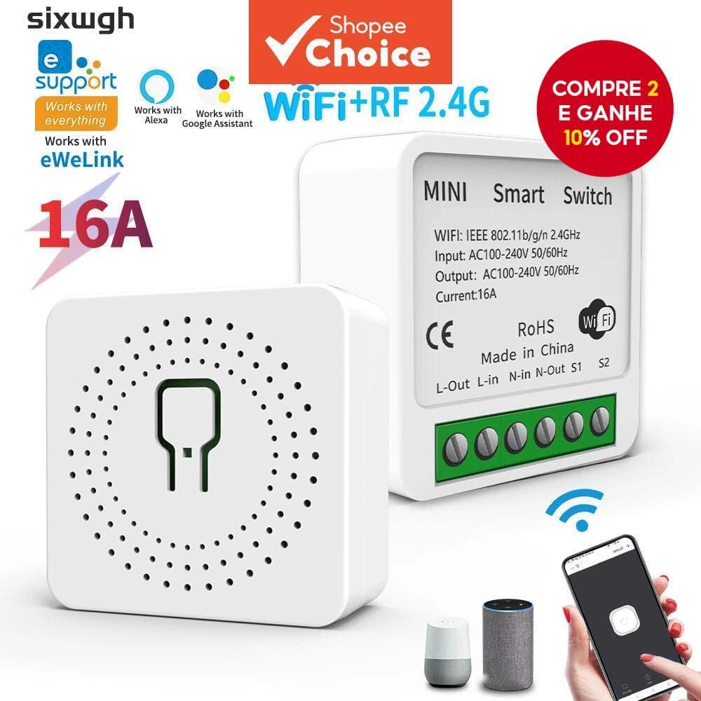 Interruptor Inteligente Wifi-Controle Do Aplicativo ewelink Funciona Com alexa google home