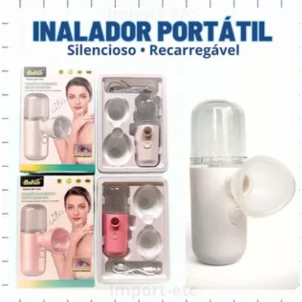 Inalador Portátil Nebulizador Recarregável USB Silencioso Infantil Adulto Hidratação Nasal e Olhos