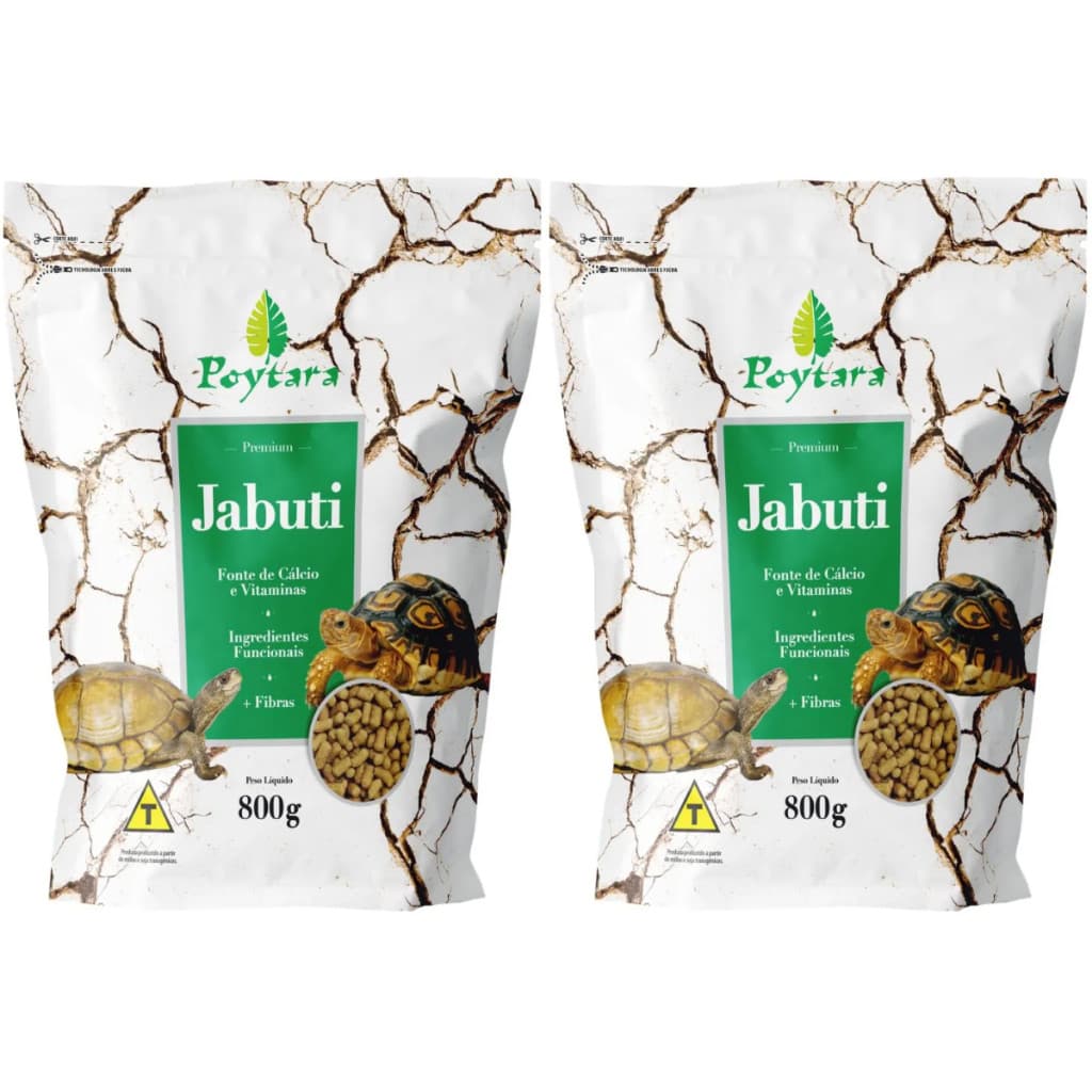 Kit 2 Ração Jabuti 800g Poytara Tartarugas Terrestre
