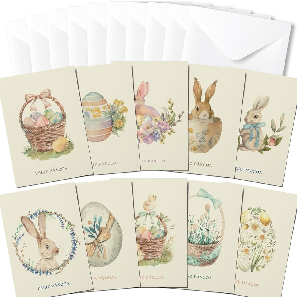 Cartão de Páscoa - 10 unidades com envelopes - tamanho 10x15cm