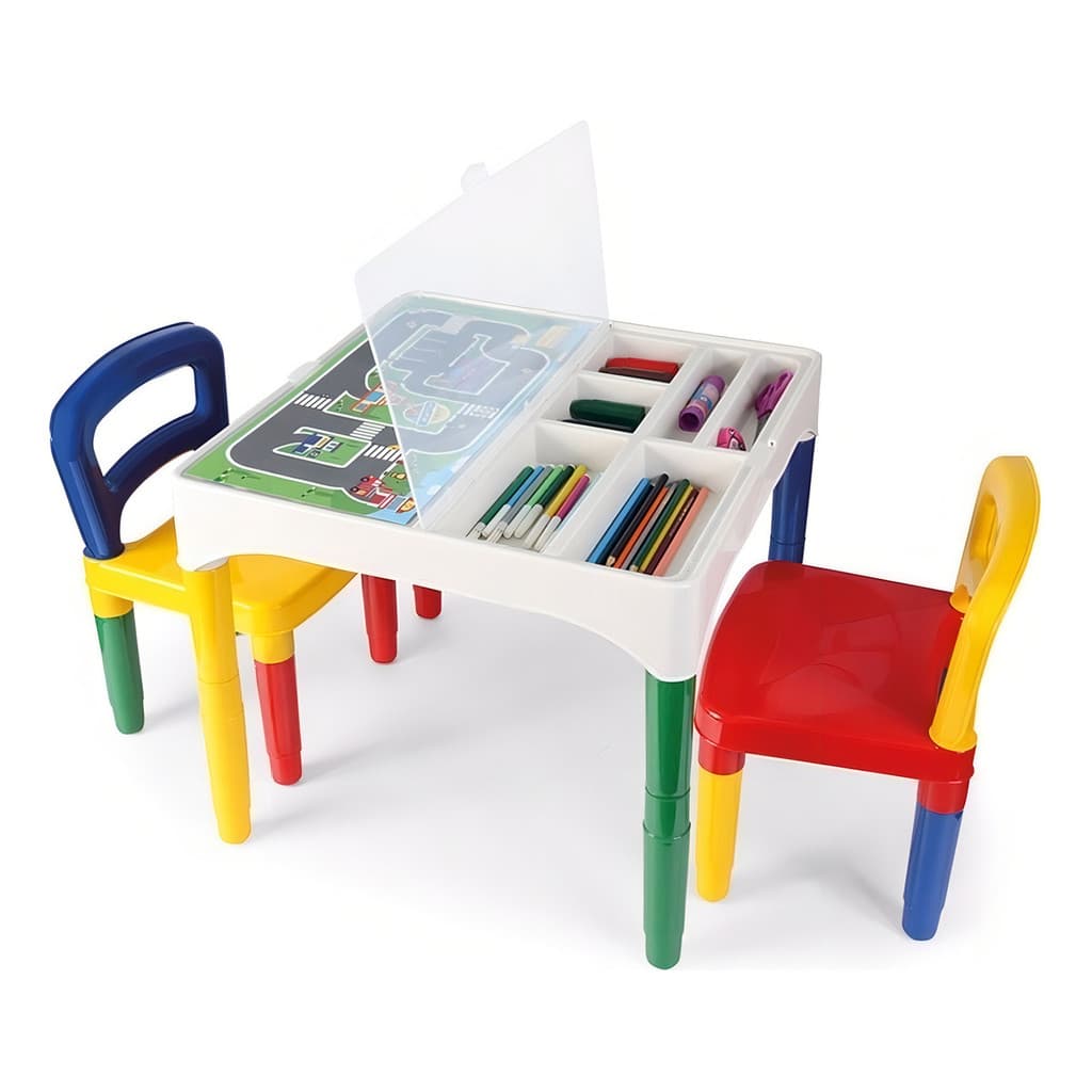 Mesa Infantil Mesinha Didática 2 Cadeiras Adesivos Poliplac