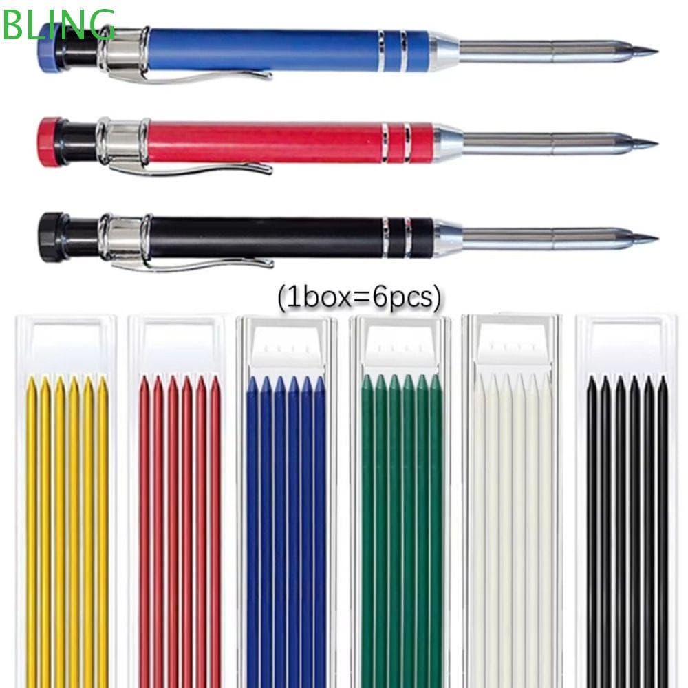 Lápis Mecânico BLING , De Carpinteiro Sólido De Cabeça Longa Com Marcação Profunda , Apontador Embutido