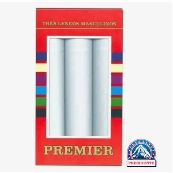 Kit 3 Lencos Masculinos Presidente Branco Premier Algodao Bolso Terno Casamento Elegante i25 Store
