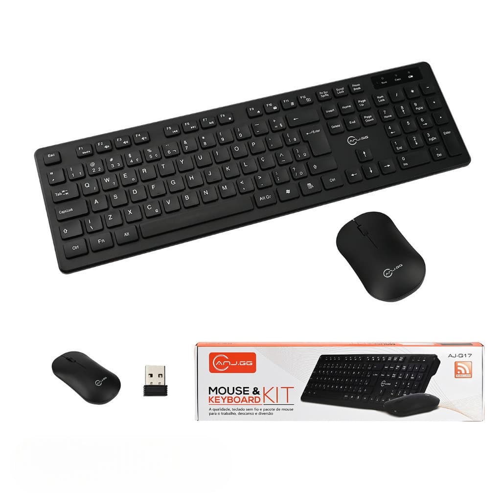 Kit Teclado e Mouse Sem Fio 2.4GHz USB | Design Slim, Silencioso, Plug & Play | Compatível PC, Notebook e Smart TV 