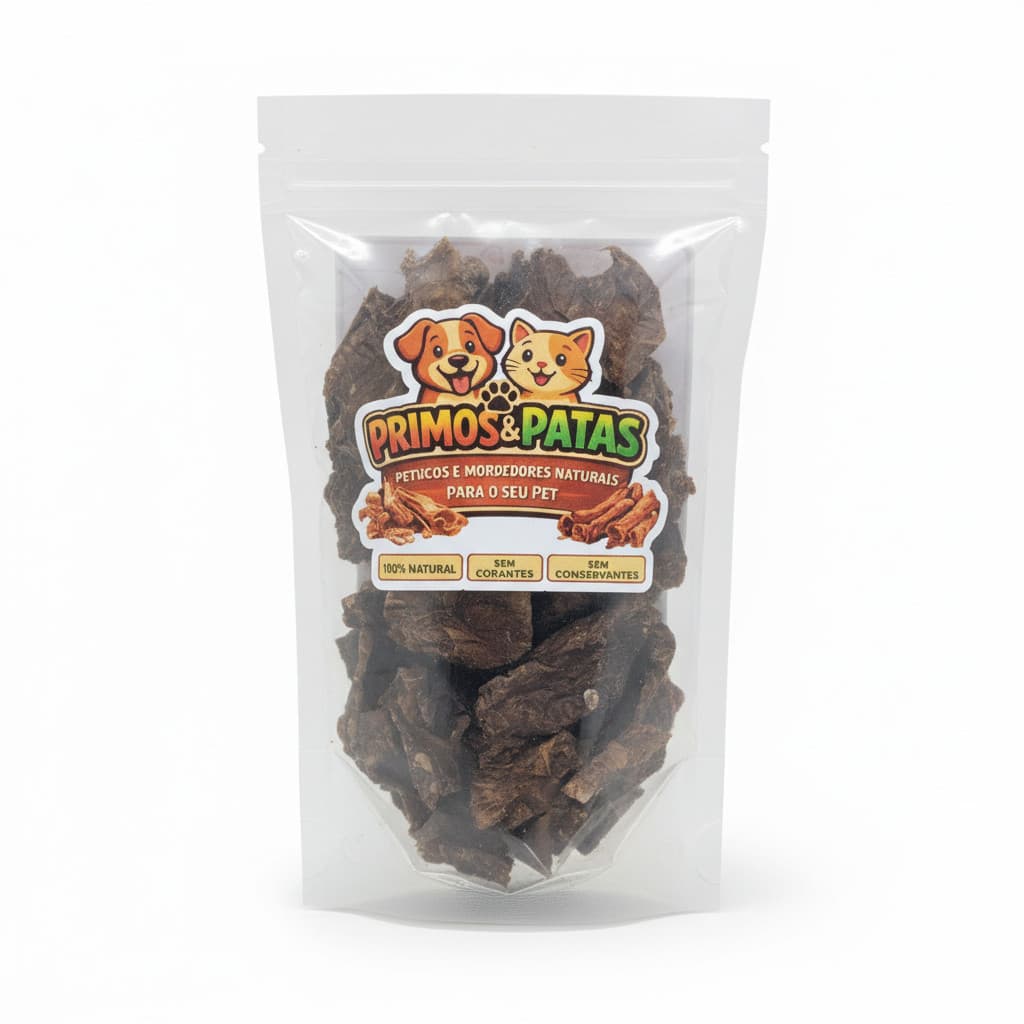 Petisco Pulmão Bovino Desidratado 50g Mastigável Sem Conservantes 100% Natural