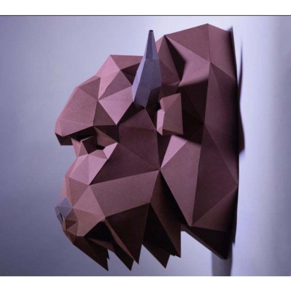 Papel MOMO Modelo de papel geométrico tridimensional Cabeça de bisonte Modelo de papel 3d montado na parede DIY Molde de