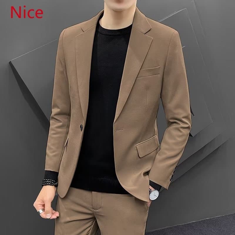 Terno Casual Masculino Versão Coreana Slim-fit Terno Pequeno Terno Casual Terno de Escritório Terno Formal FLEC