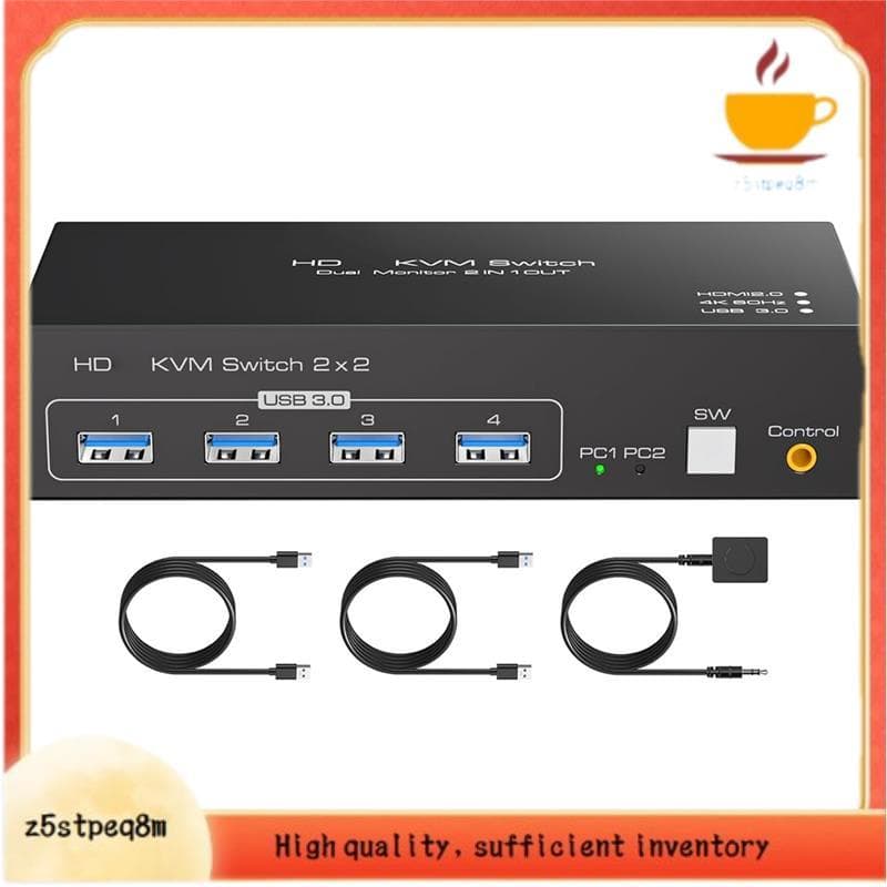 - Interruptor KVM Compatível Com Switch 2 Monitores 2 Computadores Ue Plug