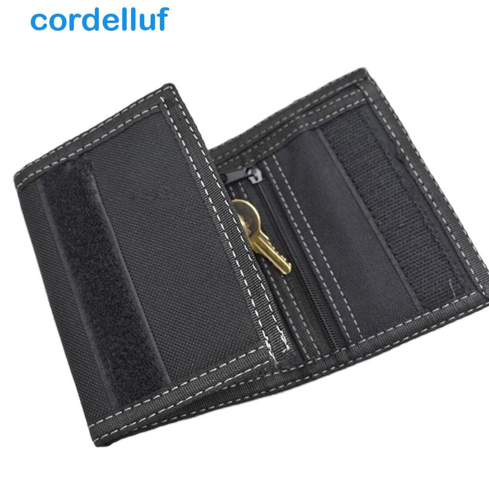 Carteira Curta Masculina CORDELLUF , Bolsa De Tecido Oxford Preta Multiposição 3 Dobras Com Prendedor De Toque