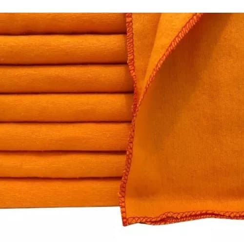 Flanela Laranja 28x38 Para Limpeza Geral - 12 Unidades