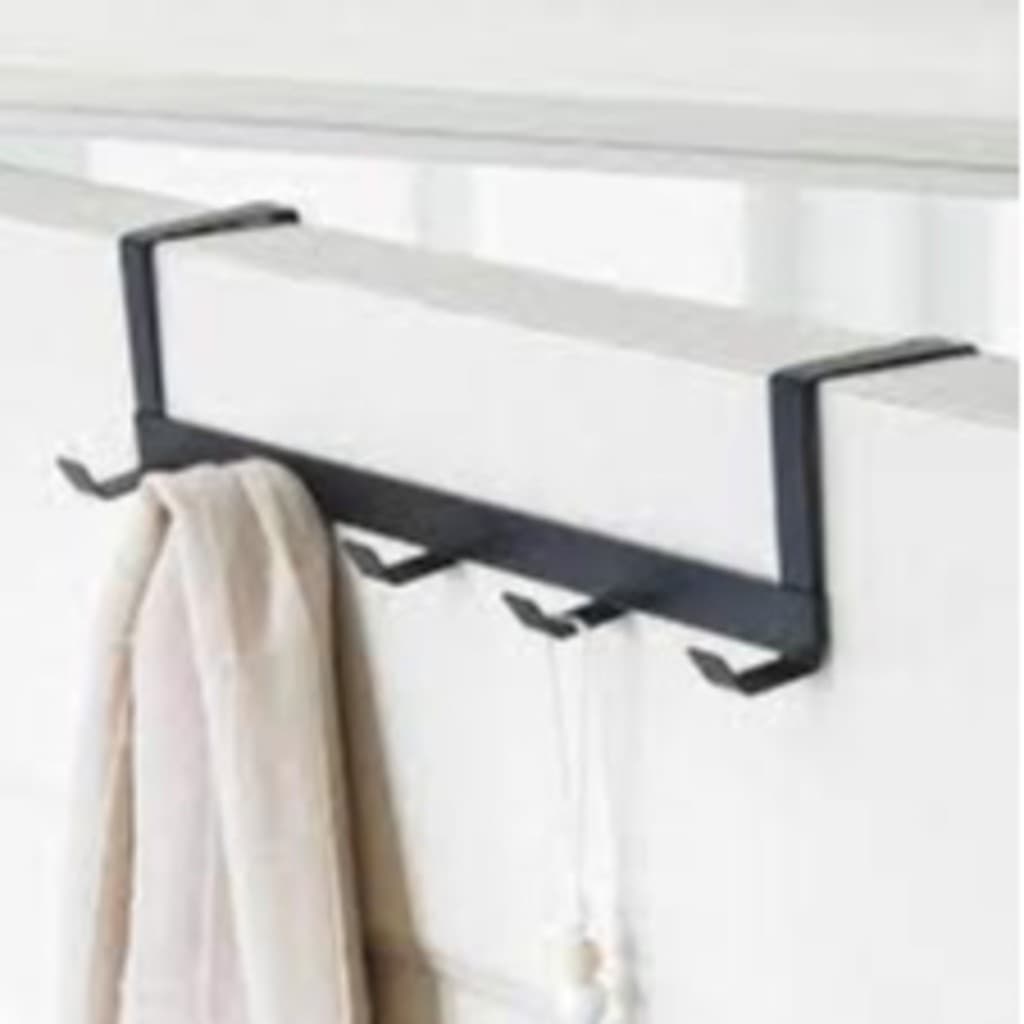 Suporte Cabide Para Porta Com 5 Ganchos  6,3 x 7,5 x 29cm Multiuso Organizador Utensilio De Casa