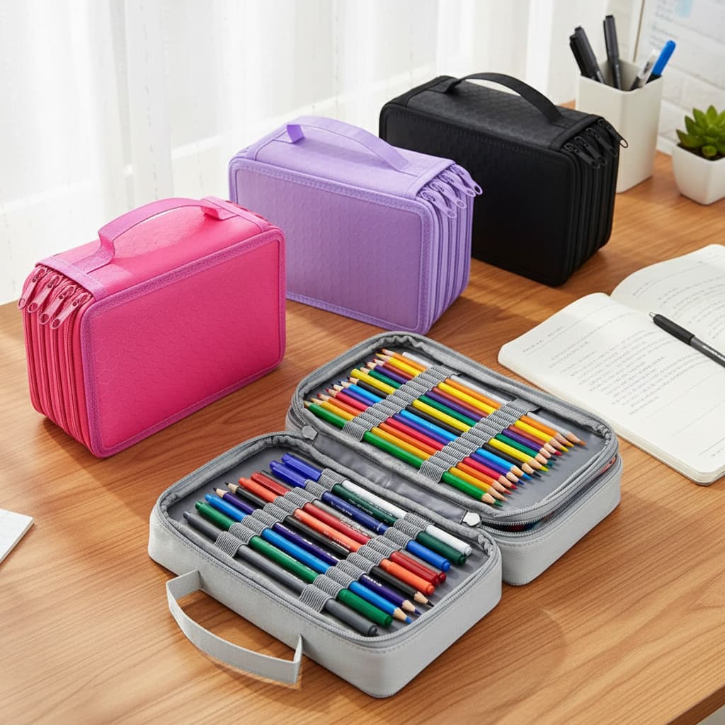 Estojo Escolar Grande Capacidade 72 Compartimentos 4 Camadas Organizador de Lápis e Canetas